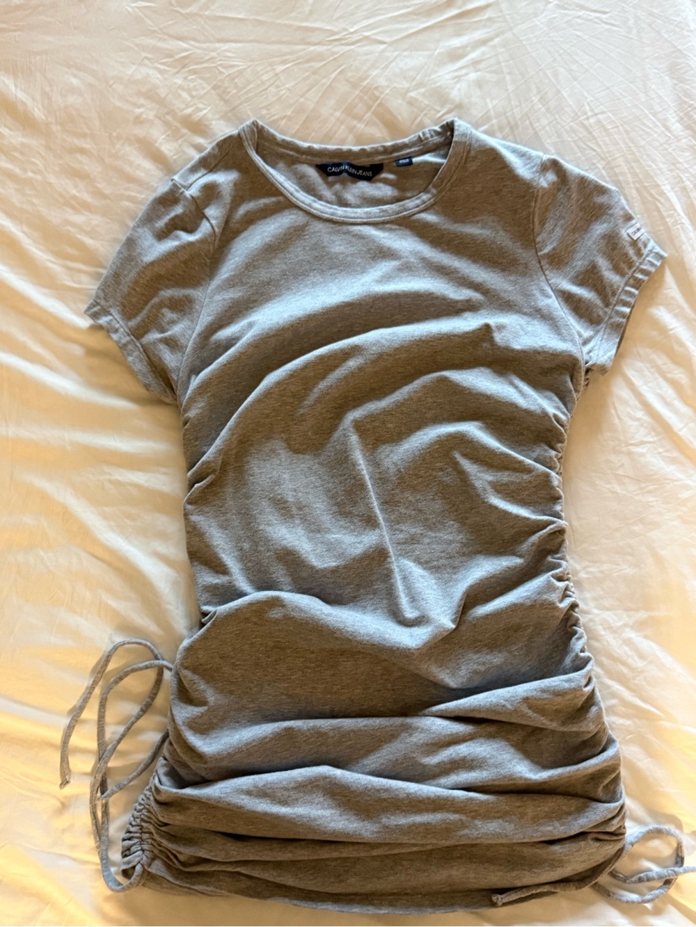 Calvin Klein Jeans Gray Short-Sleeve Ruched Side Tee Dress